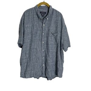 Crown & Ivy Linen Blend Chambray Short Sleeve Button Down Shirt XXL